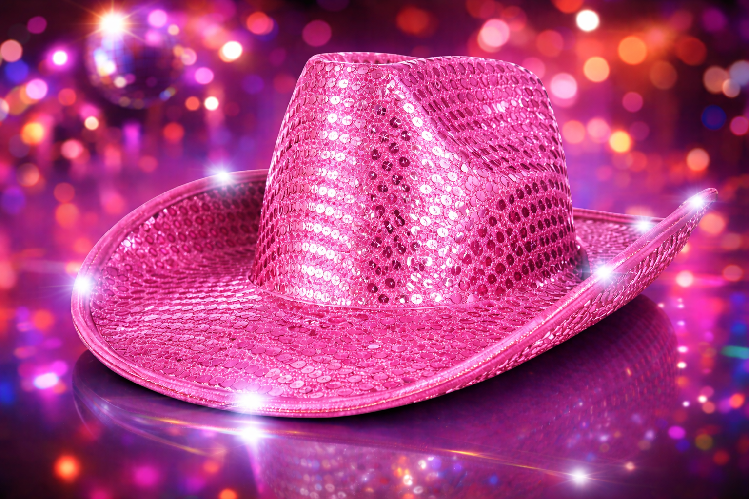 Glowing Light up Pink LED Sequin Cowboy Hat